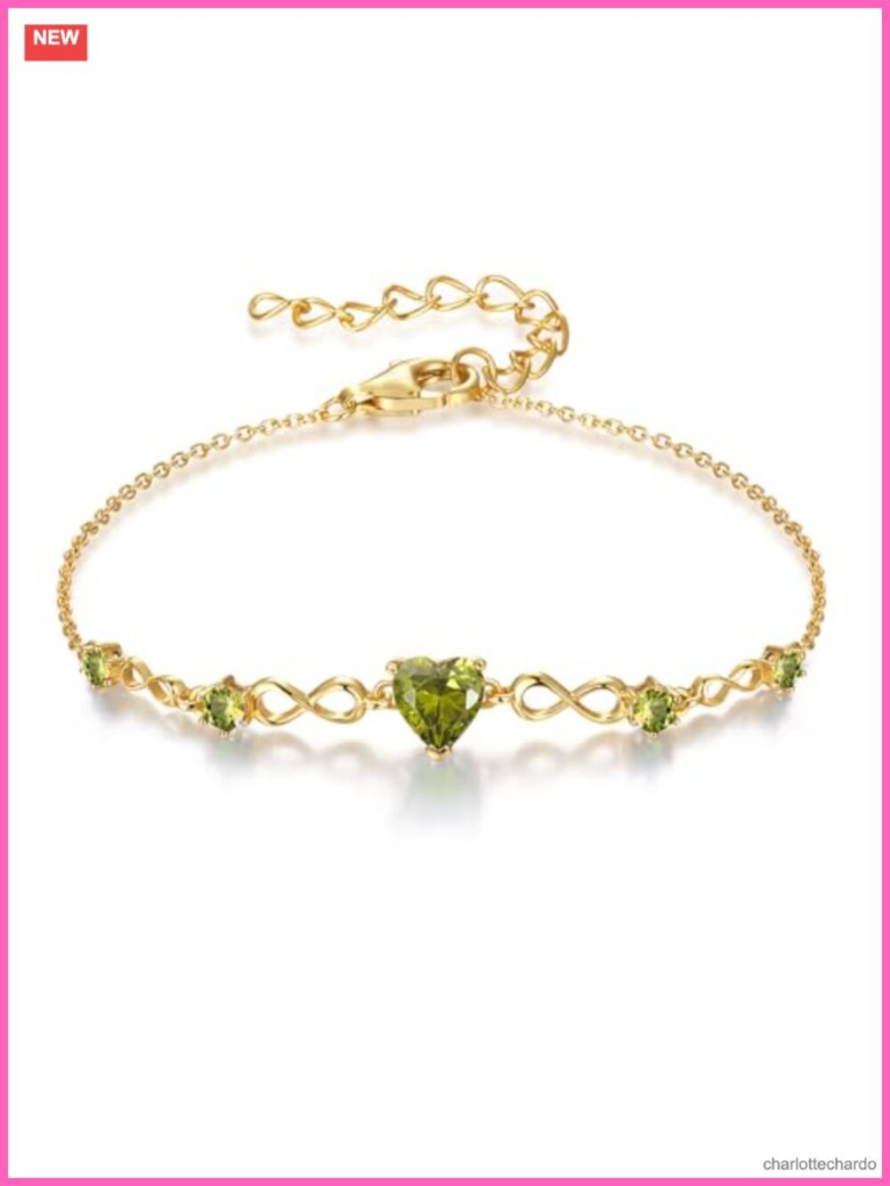 925 Sterling Silver Infinity Heart Birthstone Bracelet Women